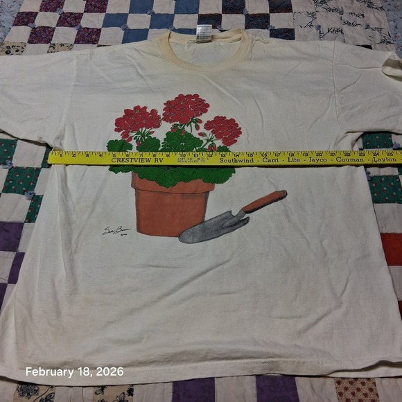 * Vintage Potted Flowers Graphic T Shirt Size XL White 90s - Picture 8 of 10